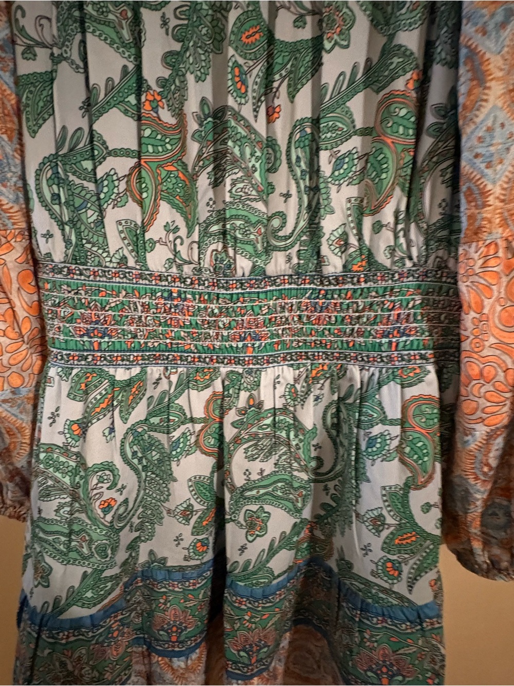 Ramy Brook Claudine Paisley Dress Off Shoulder Smocked Mini M - Picture 4 of 7
